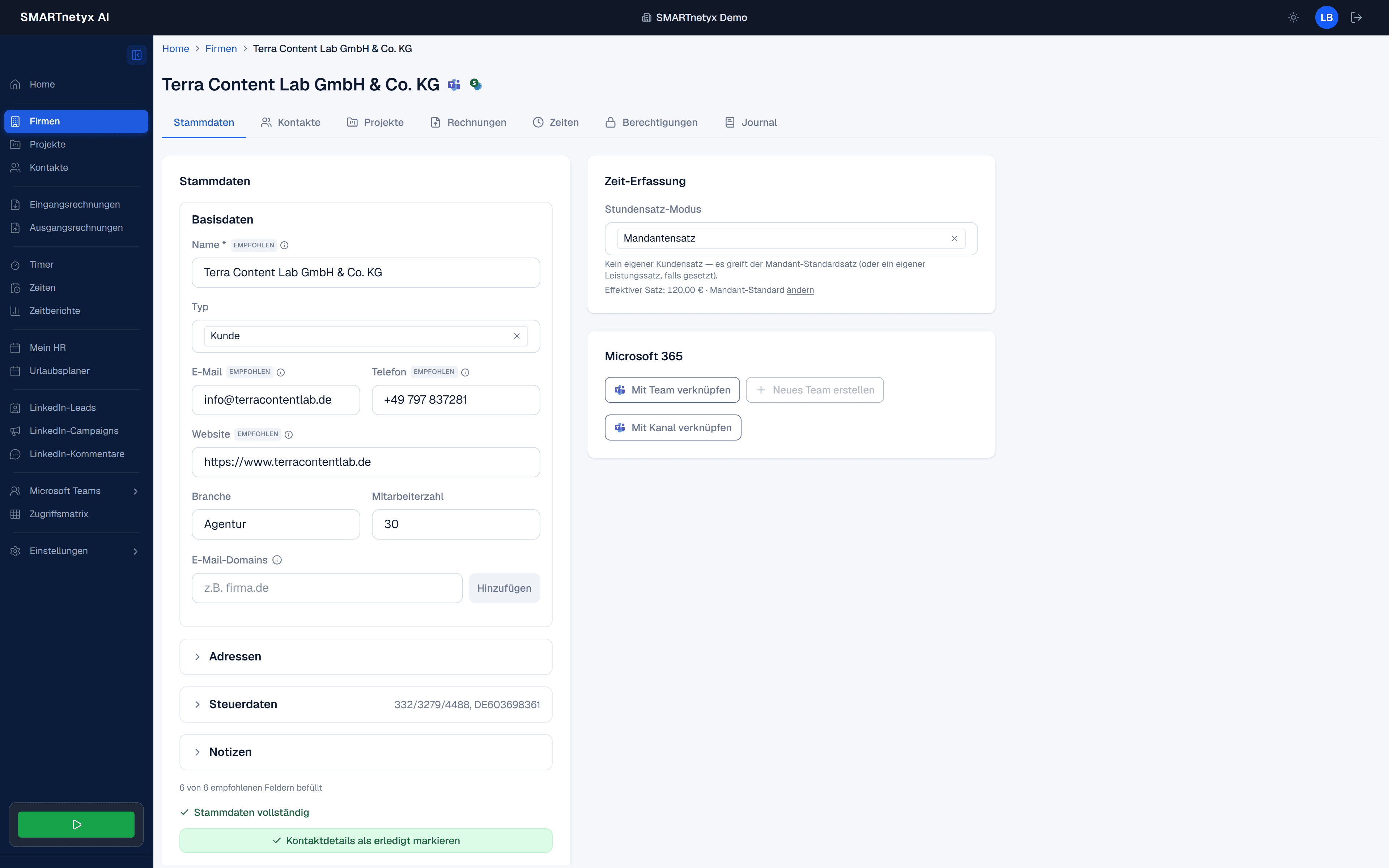 KI-Web-Recherche an einer Firma